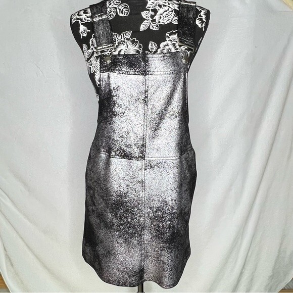 Blank NYC Leather Overall Dress Metallic Pinafore - Picture 5 of 6